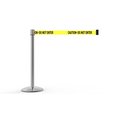 Banner Stakes QLine Retractable Belt Barrier, Polished Chrome Post, Yellow "Caution - Do Not Enter" AL6102C